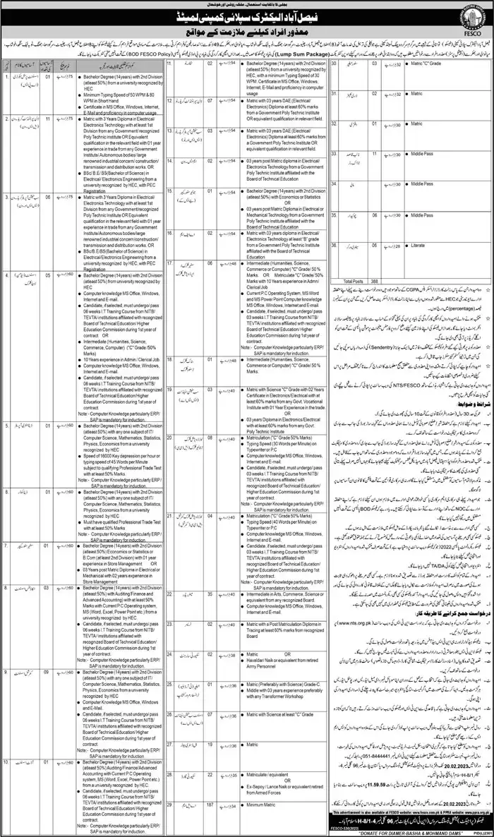 FESCO Jobs Advertisement 2024