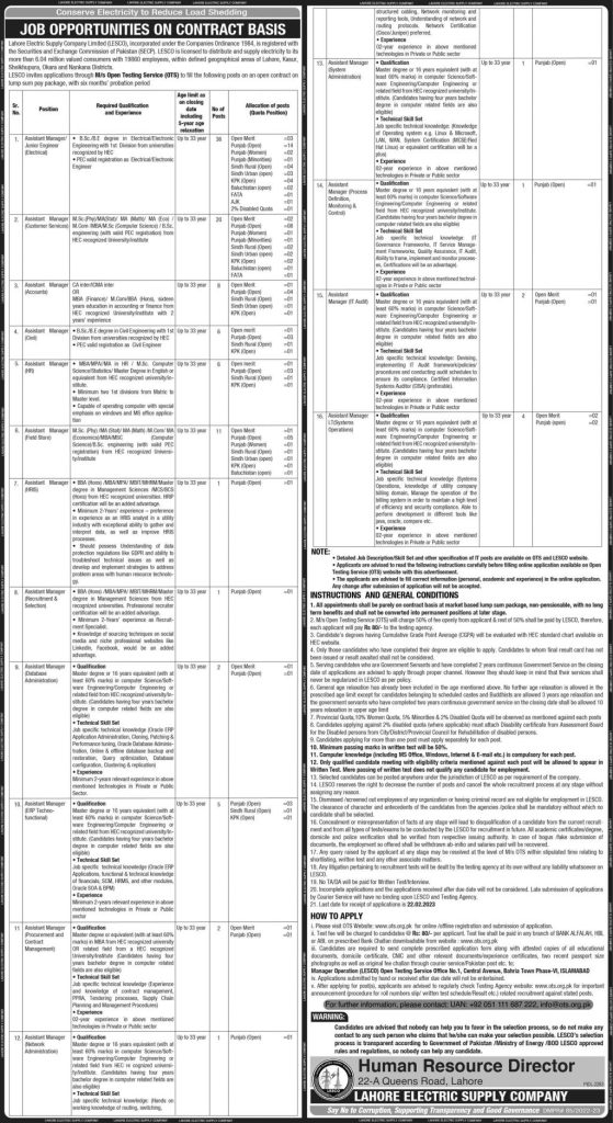 LESCO Jobs Advertisement 2024
