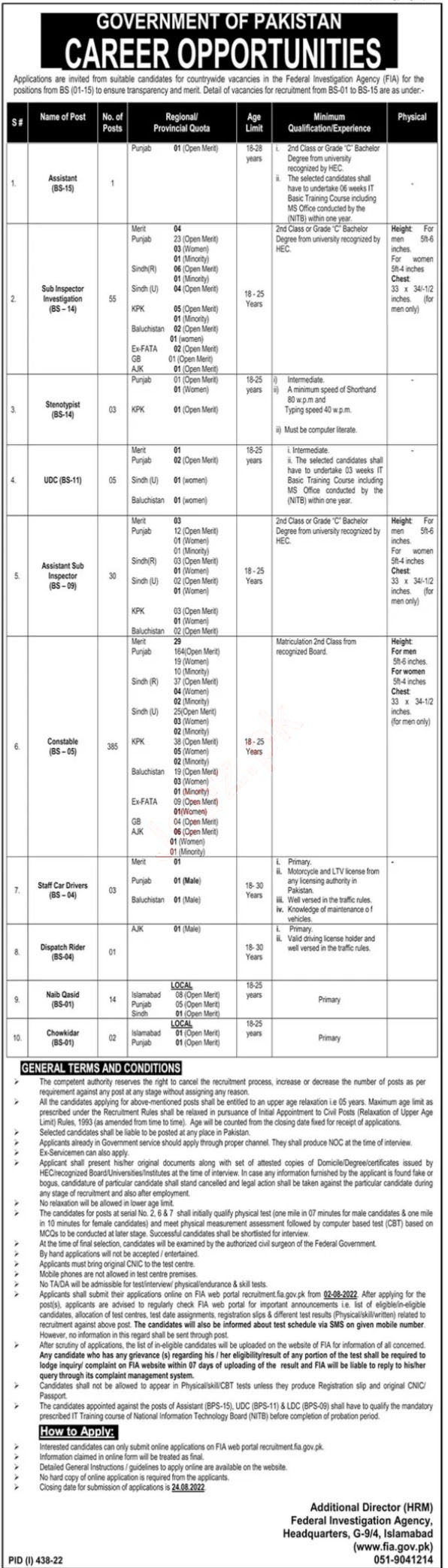 FIA Jobs Advertisement