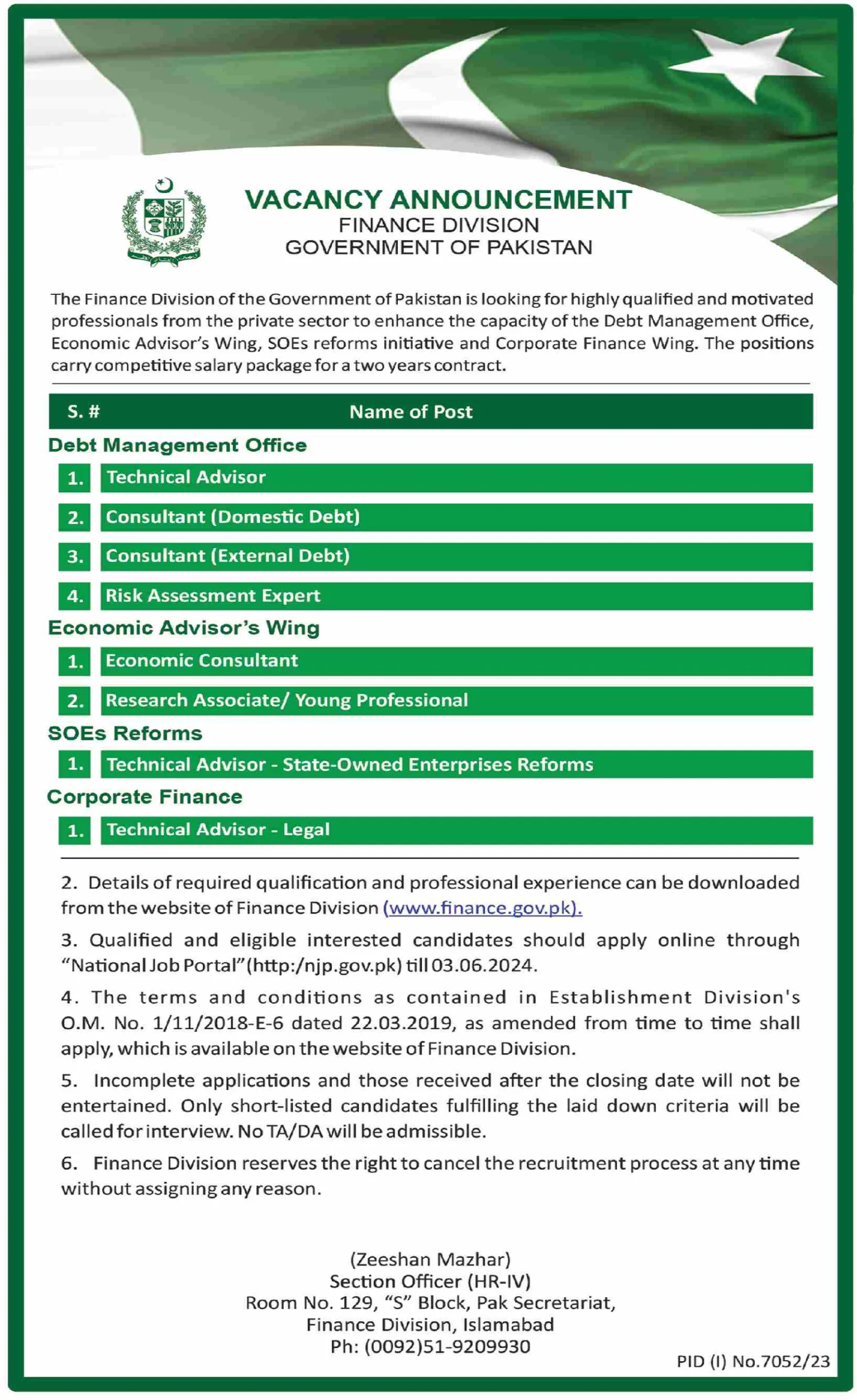 Ministry Of Finance Jobs Advertisement