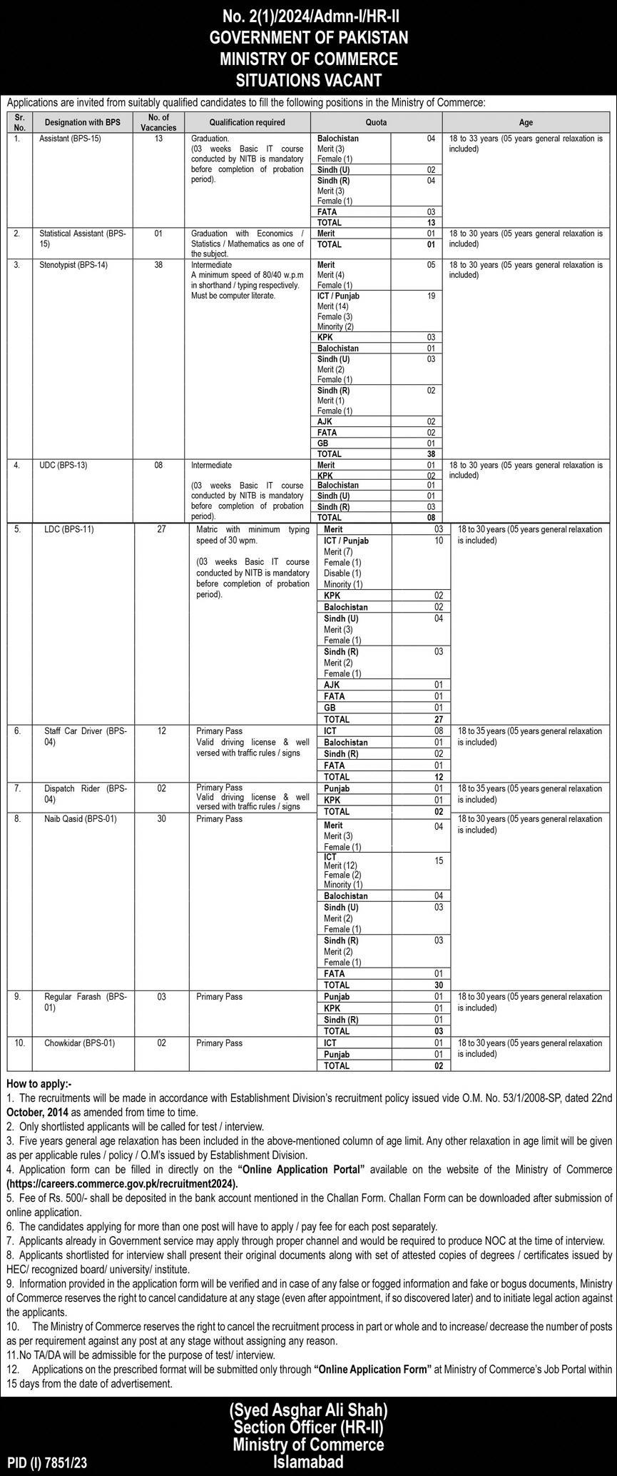 Ministry Of Commerce Jobs Advertisement