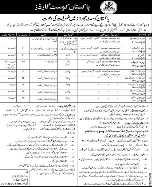 Pakistan Coast guard Jobs Advertisement