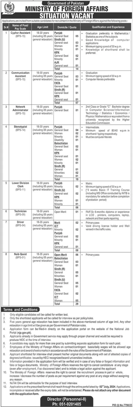 Ministry Of Foreign Affairs Jobs Advertisement